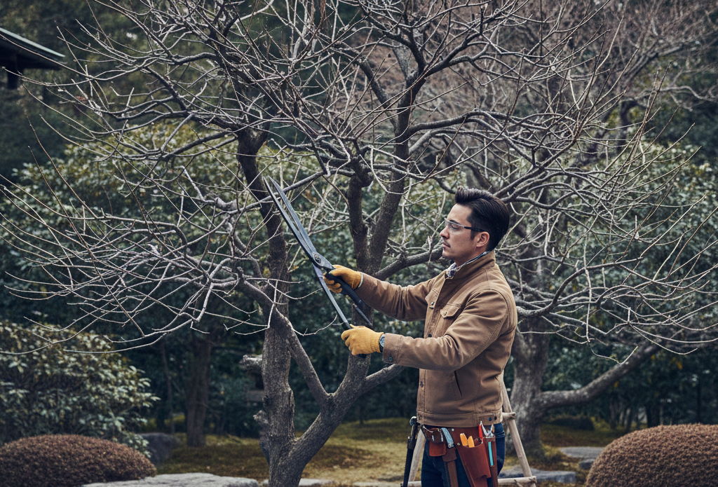 柿をバッサリと剪定して樹高を低く更新する実践テクニック