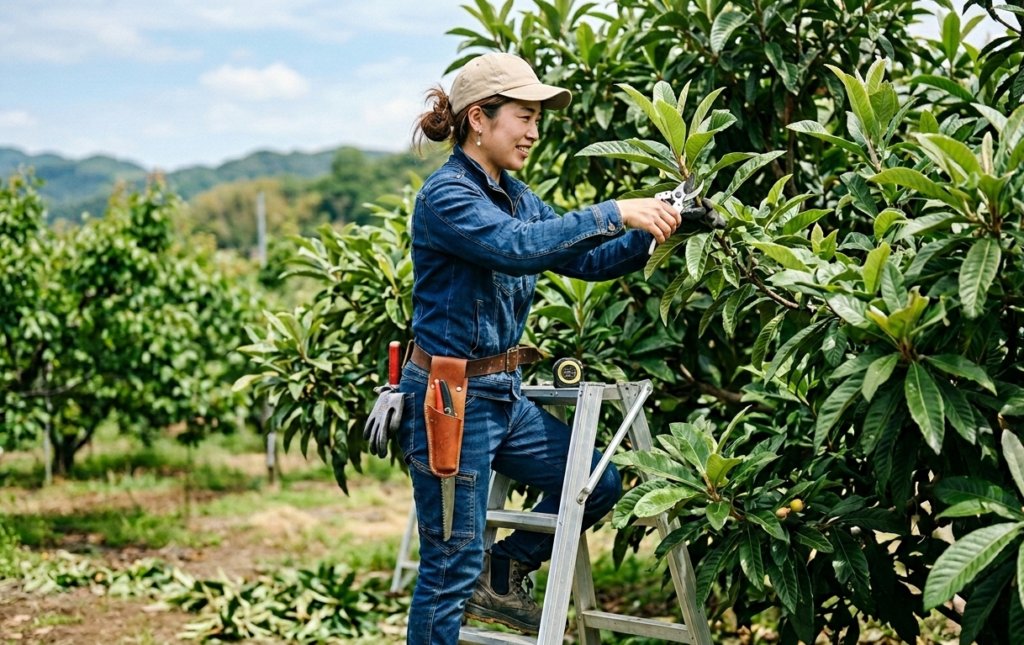 大きくなったびわの木の剪定術